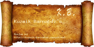Kuzmik Barnabás névjegykártya
